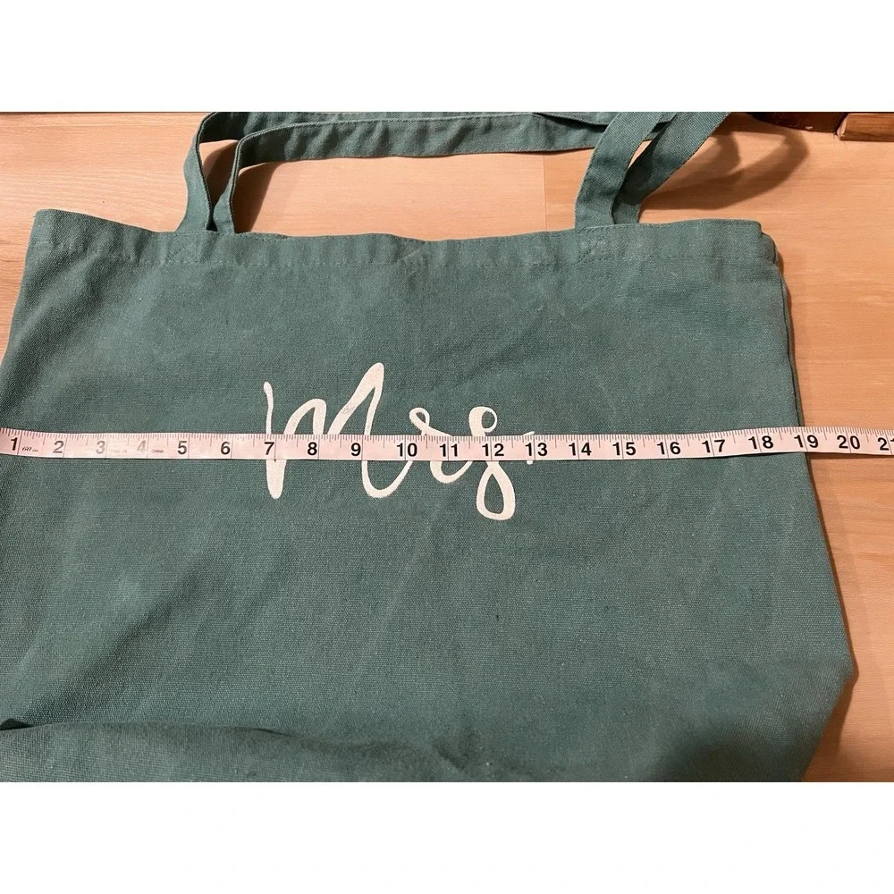 Mrs. Teal‎ Wedding Large Canvas Tote Bag Carry All Grocery Reusable